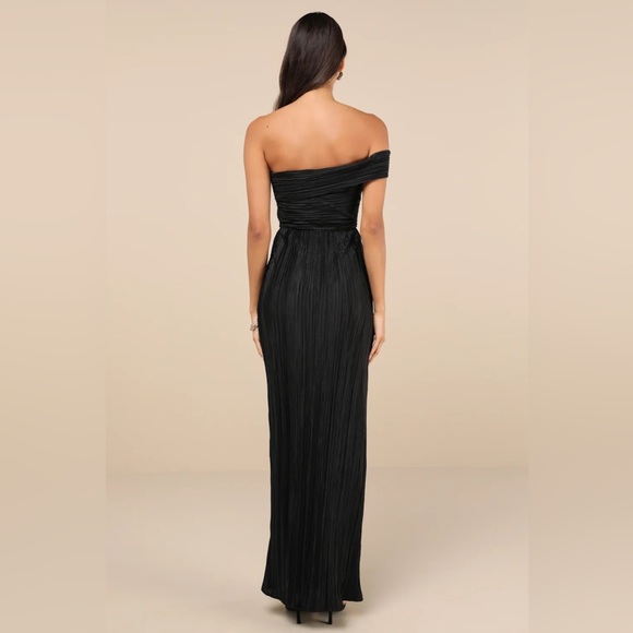 Lulus Poised Performance Black Plisse One-Shoulder Maxi Dress - Picture 2 of 8